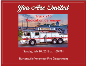 This $1 Million, 105' Pierce Aerial Ladder Truck will be dedicated to the 26 Charter Members of BVFD who started a legacy of community service, volunteerism, courage and commitment in May of 1947.  Many thanks to the citizens of our community to generously donated to BVFD over the years, allowing us to custom order this apparatus to serve the needs of our eastern Montgomery County neighborhoods and surrounding areas.
